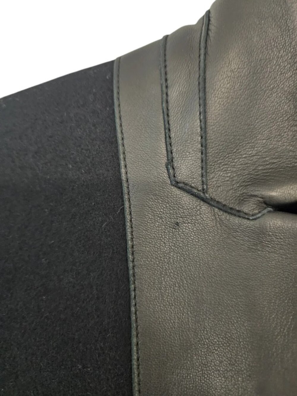 AllSaints Leni Lea Wool Black Leather Trim Collar Peacoat 4 Preowned - Picture 8 of 10